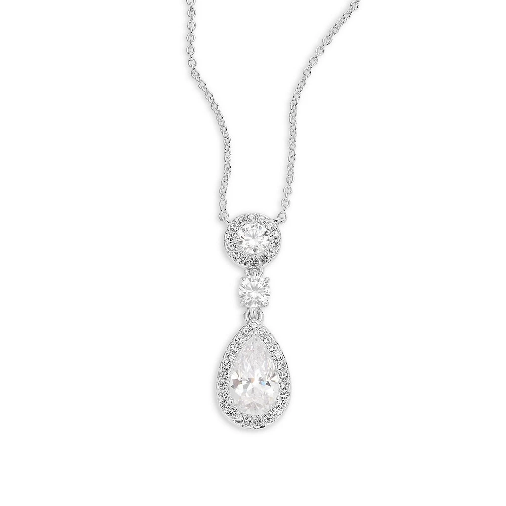 Framed Cubic Zirconia Drop Pendant Necklace