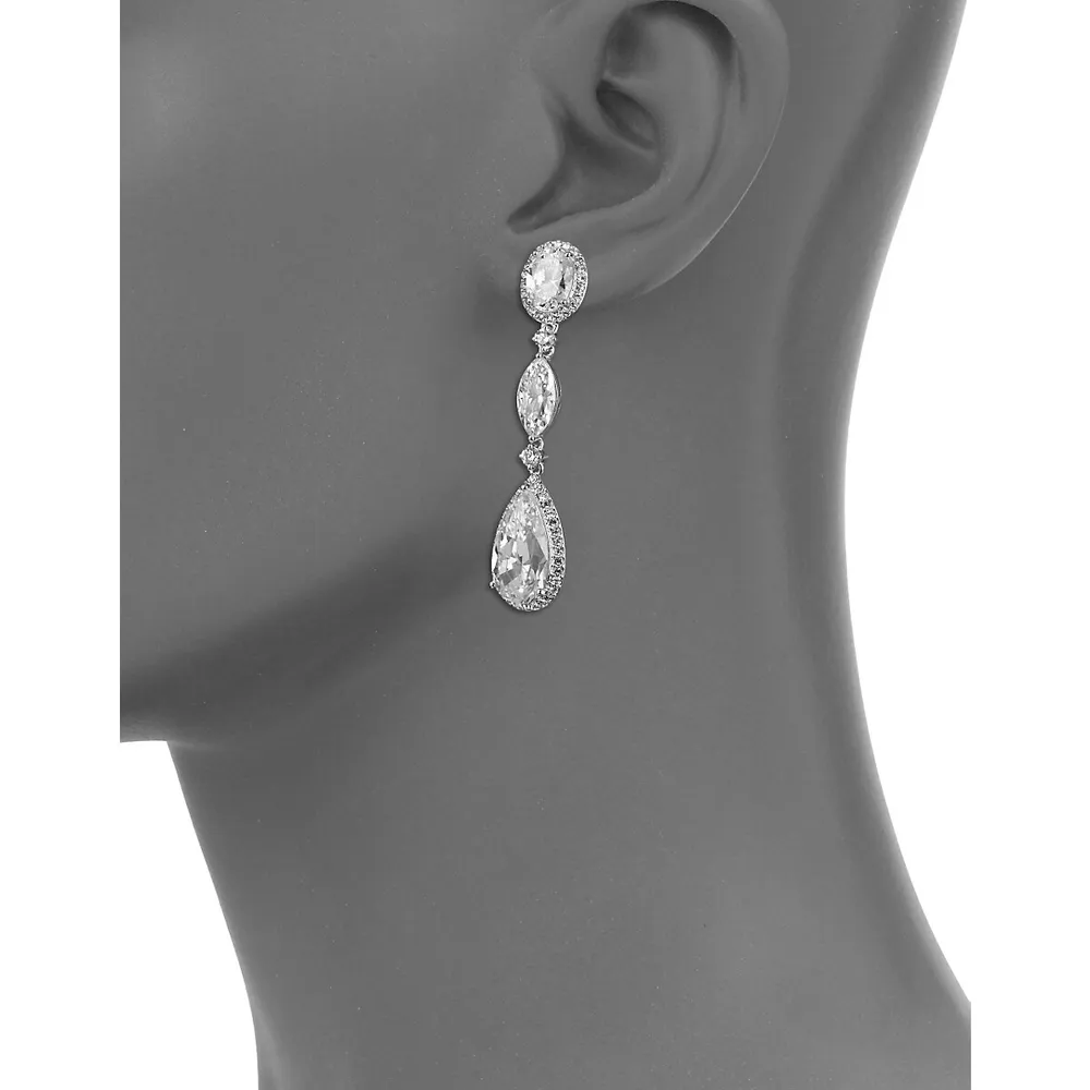 Silvertone & Cubic Zirconia Multi-Stone Drop Earrings