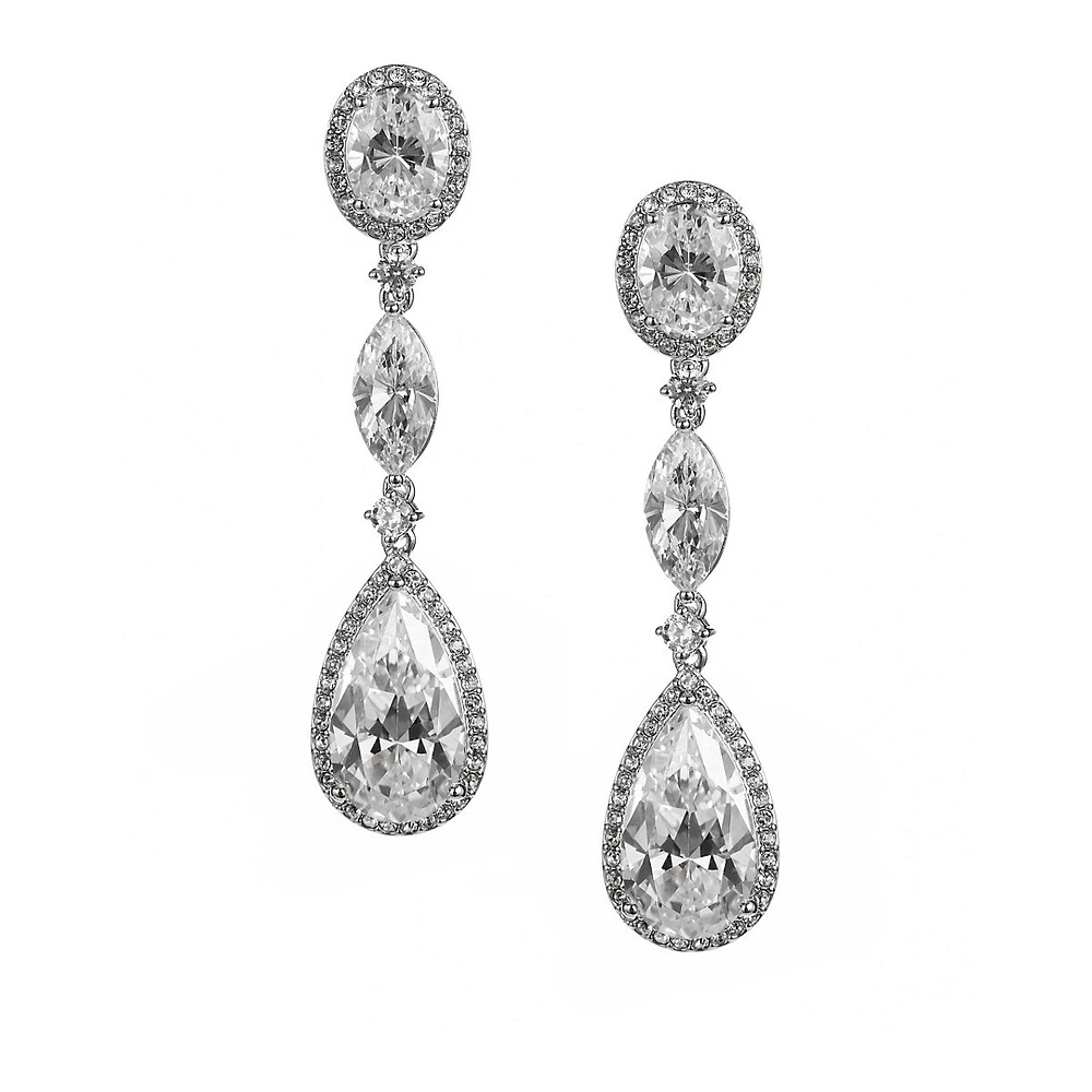 Silvertone & Cubic Zirconia Multi-Stone Drop Earrings