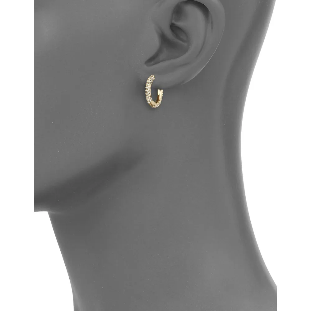 Goldtone Pave Huggie Hoop Earrings