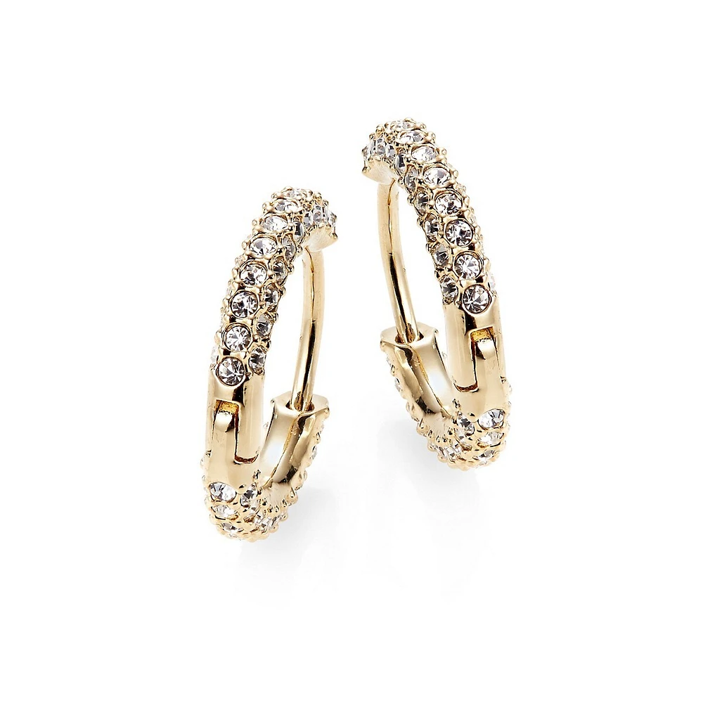 Goldtone Pave Huggie Hoop Earrings