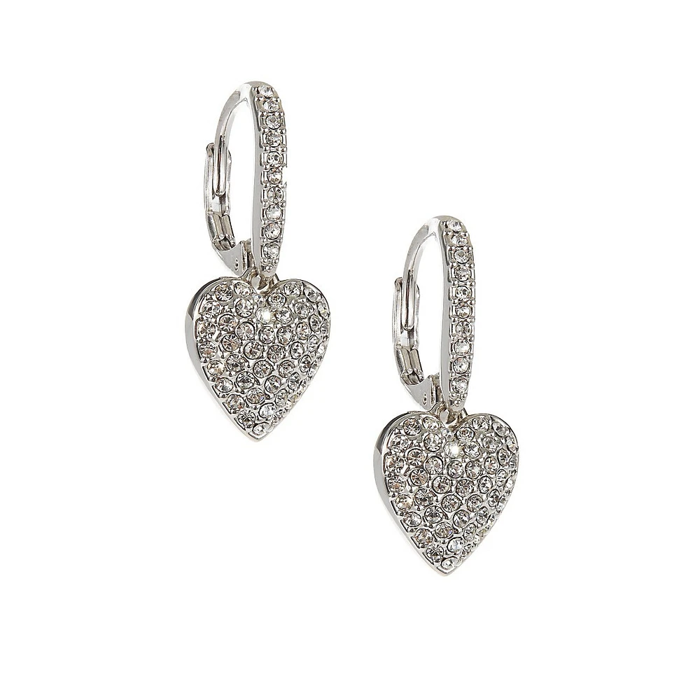 Heart Drop Pave Earrings