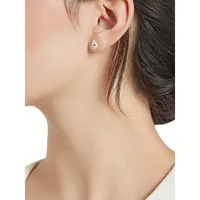 Modern Love Rhodium-Plated & Cubic Zirconia Large Pear-Cut Stud Earrings
