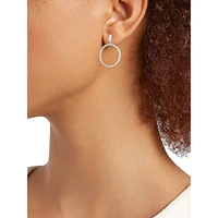 Cirque Silvertone & Cubic Zirconia Medium Hoop-Drop Earrings