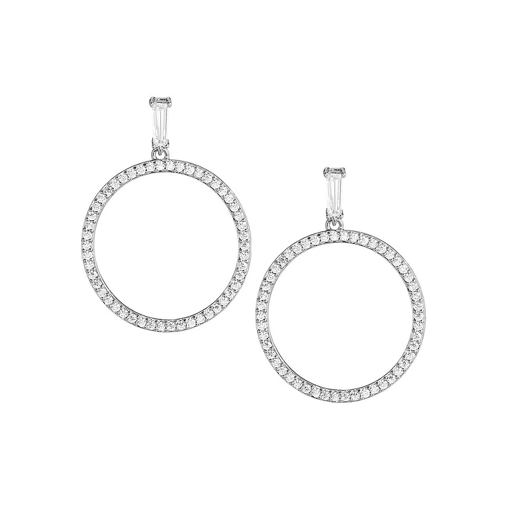 Cirque Silvertone & Cubic Zirconia Medium Hoop-Drop Earrings