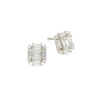 Nolita Rhodium-Plated & Cubic Zirconia Halo Stud Earrings