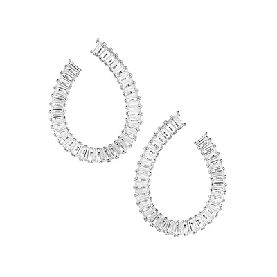 Rhodium-Plated & Cubic Zirconia Front-To-Back Hoops