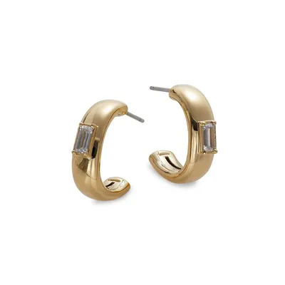 Entwine 18K Goldplated & Cubic Zirconia J-Hoop Earrings