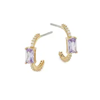 Tennis Anyone 18K Goldplated Cubic Zirconia Huggie Hoop Earrings