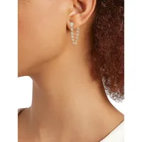Tennis Anyone Front-Back Goldplated & Cubic Zirconia Chain Earrings