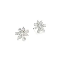 Olivia Rhodium-Plated and Cubic Zirconia Cluster Stud Earrings