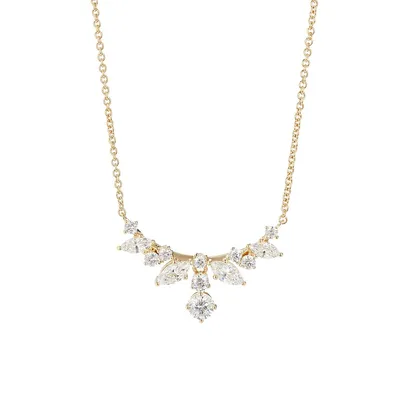 Flutter 18K Goldplated and Cubic Zirconia Small Frontal Necklace