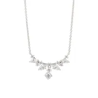 Flutter Rhodium-Plated and Cubic Zirconia Small Frontal Necklace