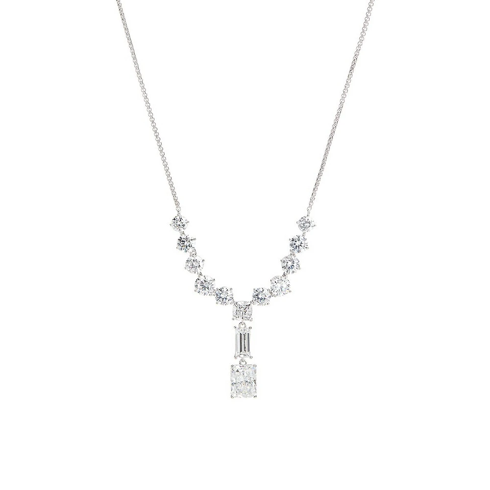 Invitation Only Rhodium-Plated Cubic Zirconia Cluster Y-Necklace