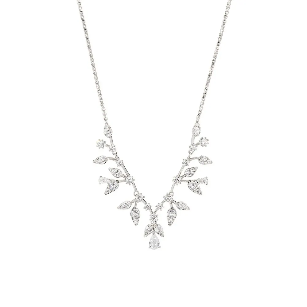 Olivia Rhodium-Plated and Cubic Zirconia Medium Frontal Necklace