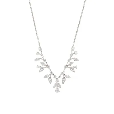 Olivia Rhodium-Plated and Cubic Zirconia Medium Frontal Necklace