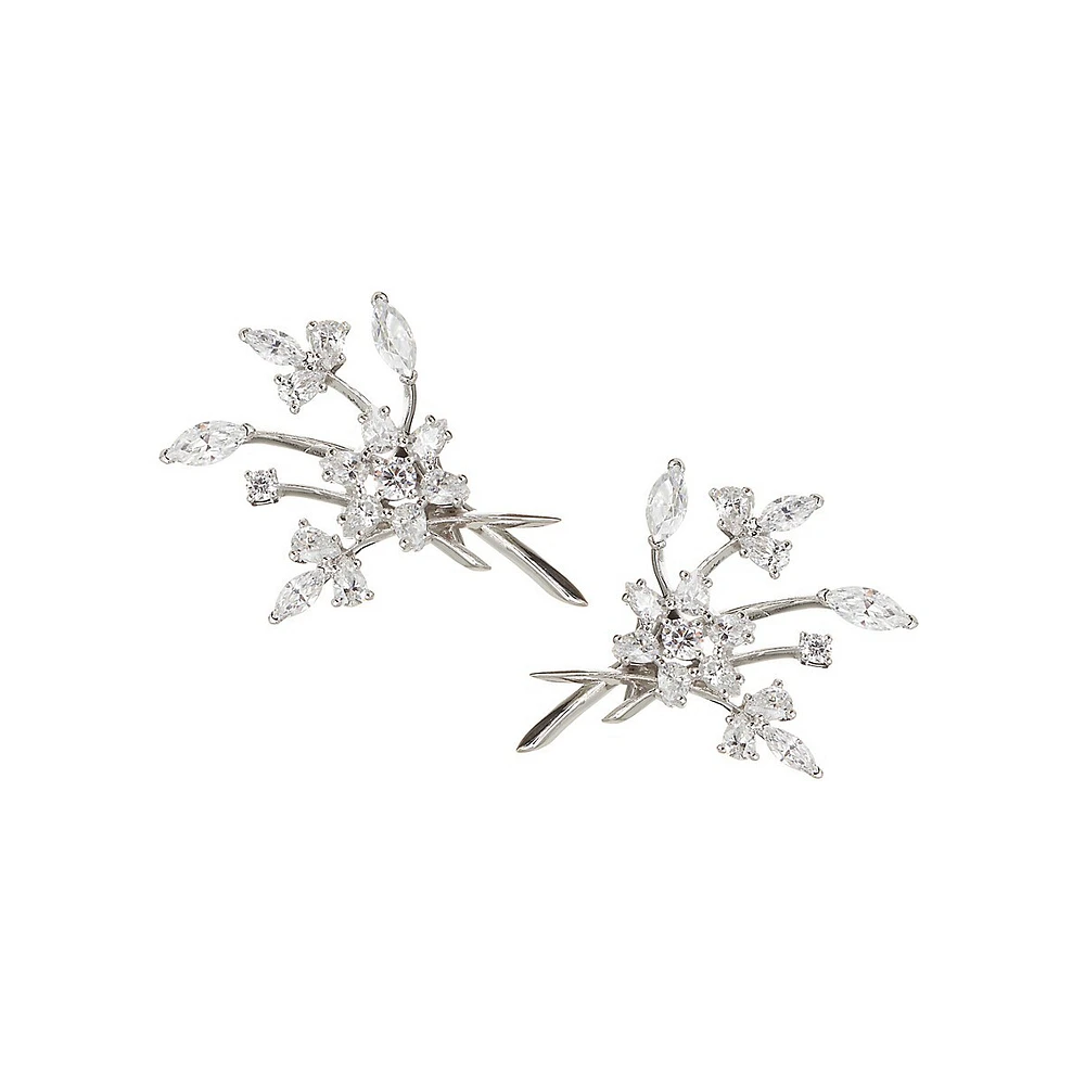 Silvertone Bouquet Stud Earrings