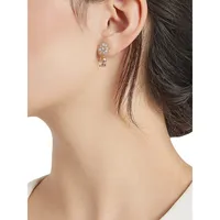 Two-Tone Floral Teardrop Cubic Zirconia Earrings