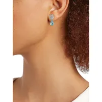 Two-Tone Floral Teardrop Cubic Zirconia Earrings