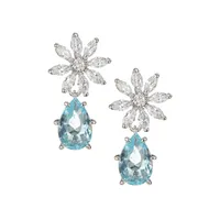 Two-Tone Floral Teardrop Cubic Zirconia Earrings