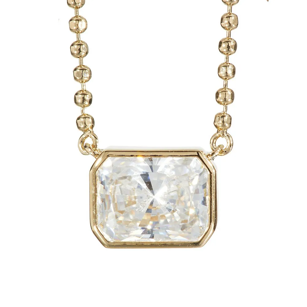 Itty Bitty Goldplated Emerald-Cut Cubic Zirconia Necklace