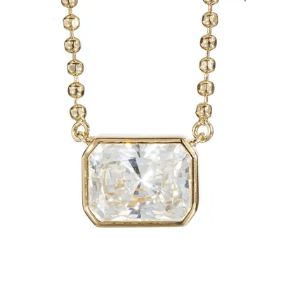 Itty Bitty Goldplated Emerald-Cut Cubic Zirconia Necklace