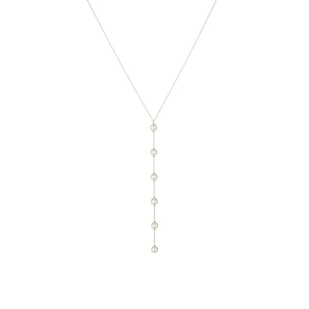 Goldplated Station Lariat Necklace