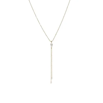 18K Goldplated Cubic Zirconia Chain-Drop Pendant Necklace