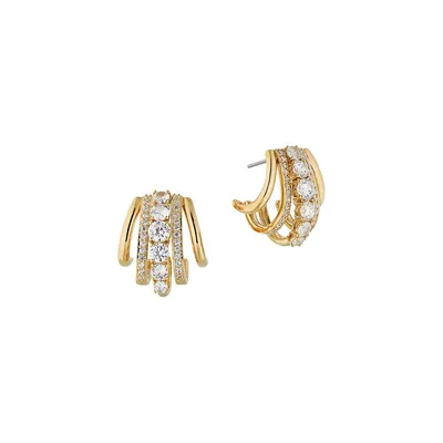 Cleo 18K Goldplated and Cubic Zirconia J-Hoop Earrings