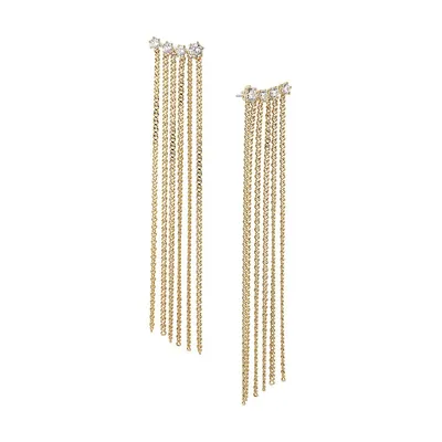 Cleo 18K Goldplated and Cubic Zirconia Fringe Earrings