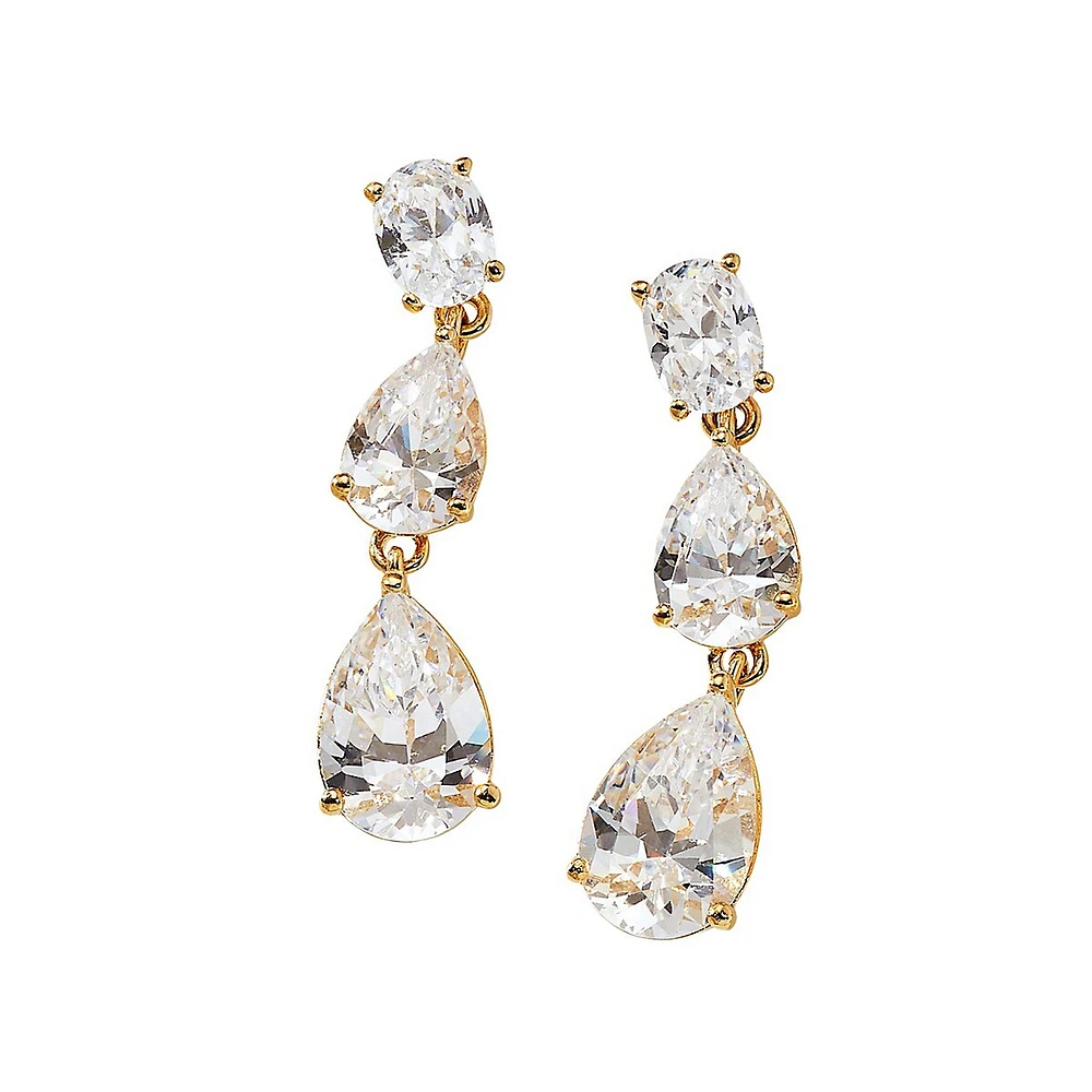 Chiara 18K Goldplated and Cubic Zirconia Pear Drop Earrings