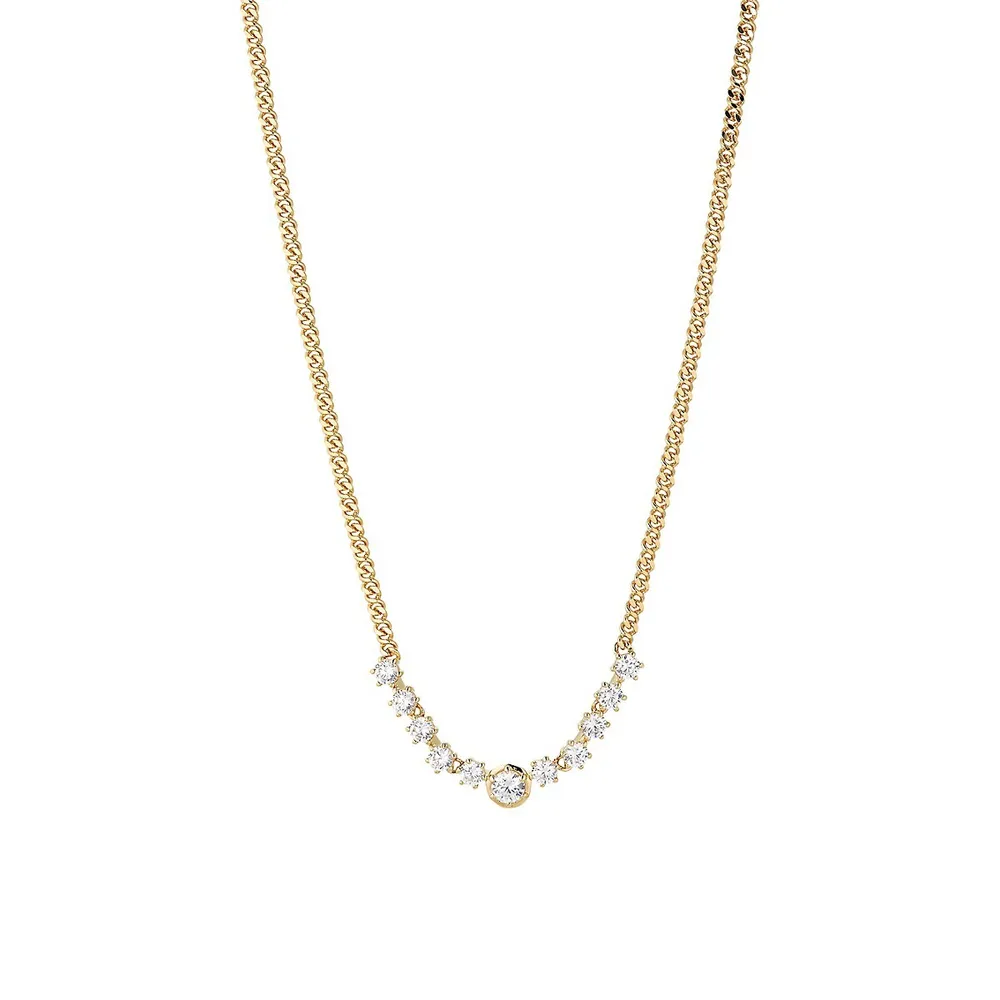 Cleo 18K Goldplated and Cubic Zirconia Frontal Necklace