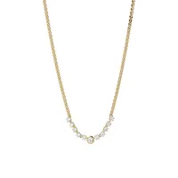 Cleo 18K Goldplated and Cubic Zirconia Frontal Necklace