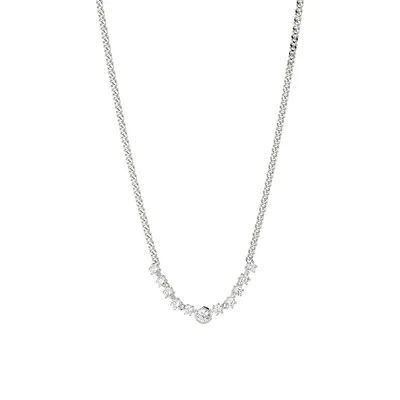 Cleo Rhodium-Plated and Cubic Zirconia Frontal Necklace