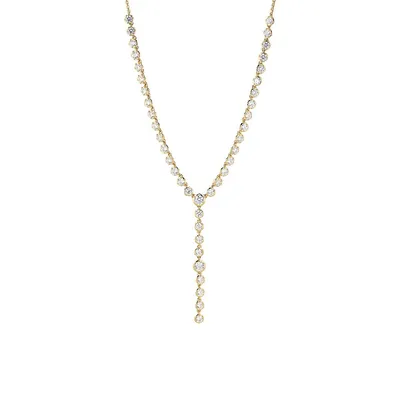 Cleo 18K Goldplated and Cubic Zirconia Y-Necklace