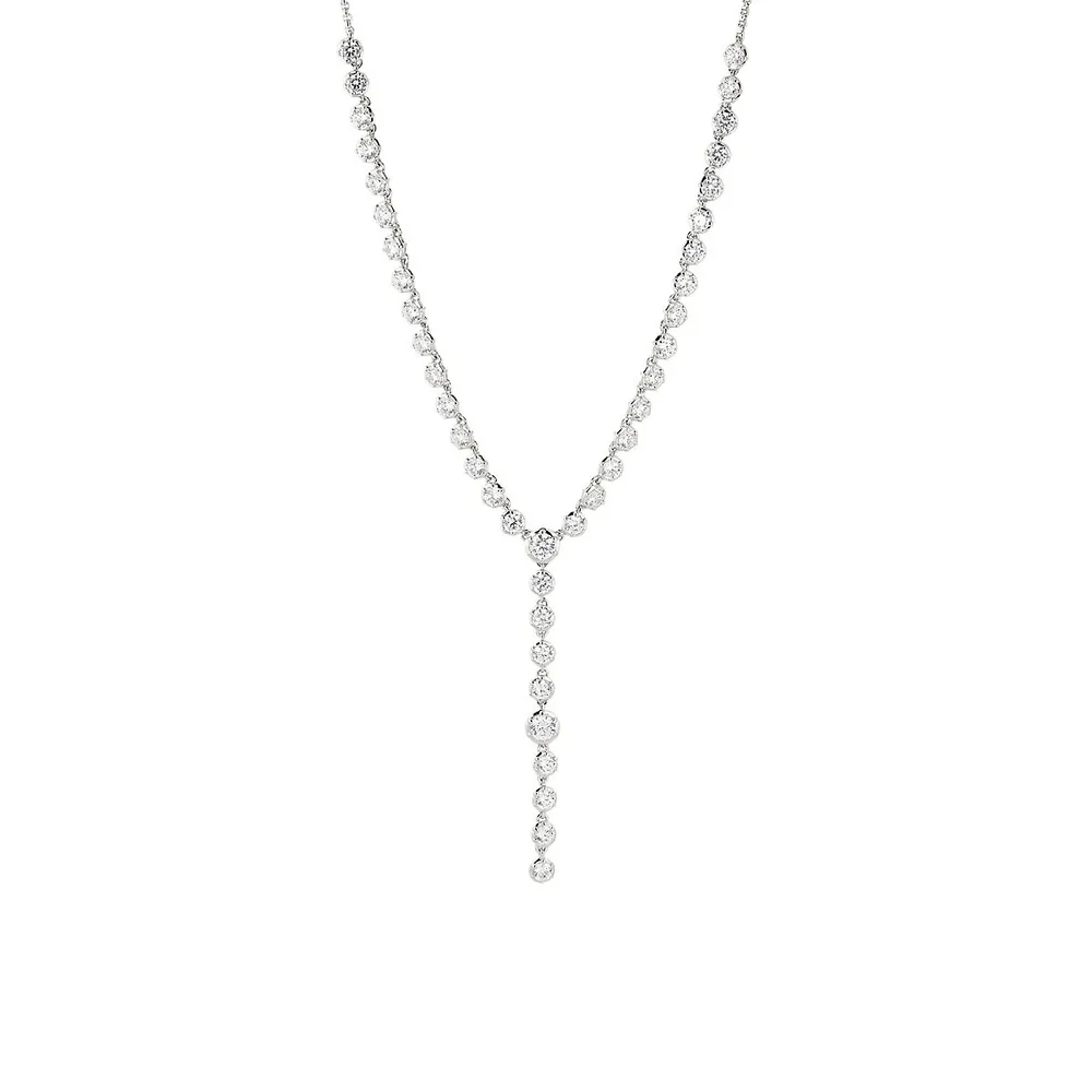 Cleo Rhodium-Plated and Cubic Zirconia Y-Necklace