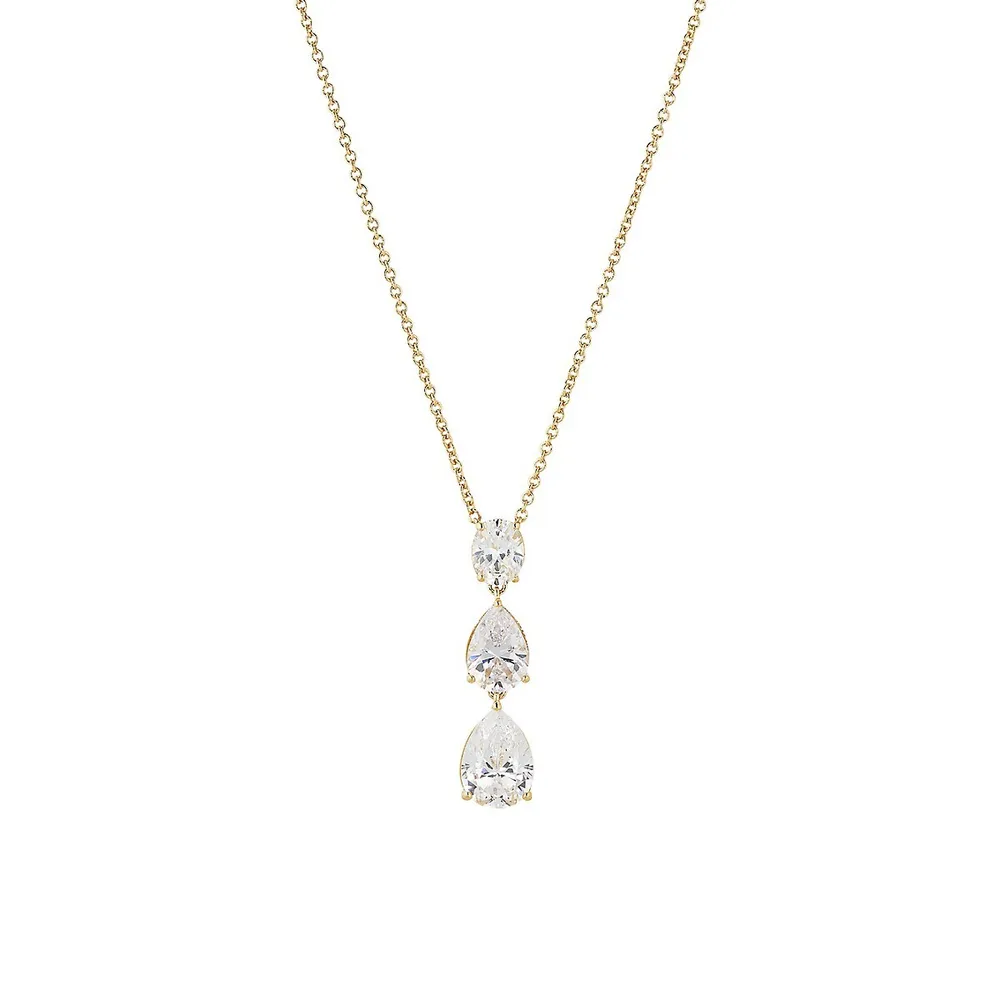 Chiara 18K Goldplated and Cubic Zirconia Pear Y-Necklace