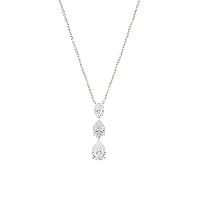 Chiara Rhodium-Plated and Cubic Zirconia Pear Y-Necklace