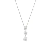 Chiara Rhodium-Plated and Cubic Zirconia Pear Y-Necklace
