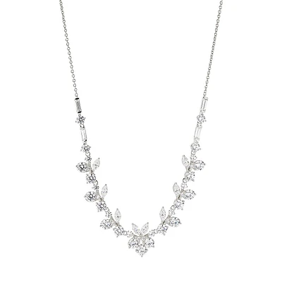 Chiara Rhodium-Plated and Cubic Zirconia Frontal Necklace