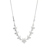 Chiara Rhodium-Plated and Cubic Zirconia Frontal Necklace