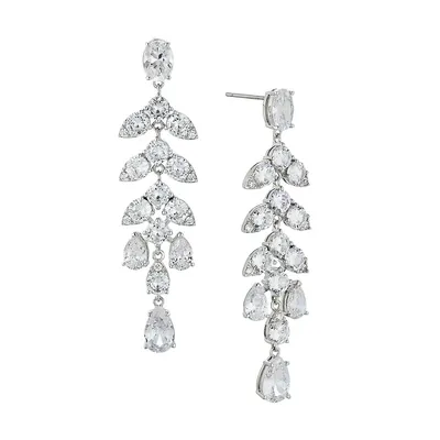 Hyacinth Rhodium-Plated & Cubic ZirconiaChandelier Earrings