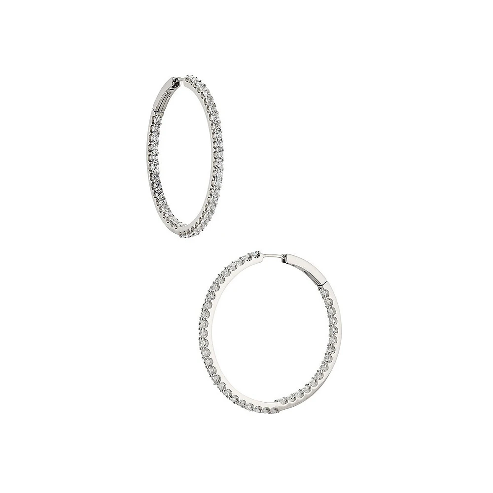 Perfect Hoops Rhodium-Plated & Cubic Zirconia Hoop Earrings