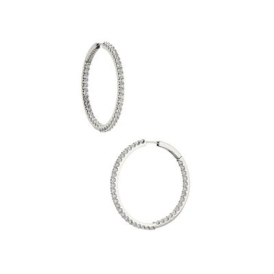 Perfect Hoops Rhodium-Plated & Cubic Zirconia Hoop Earrings