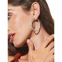 Perfect Hoops Rhodium-Plated & Cubic Zirconia Hoop Earrings