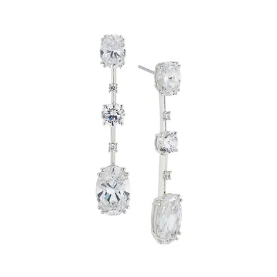 Evelyn Rhodium-Plated & Cubic Zirconia Linear Earrings
