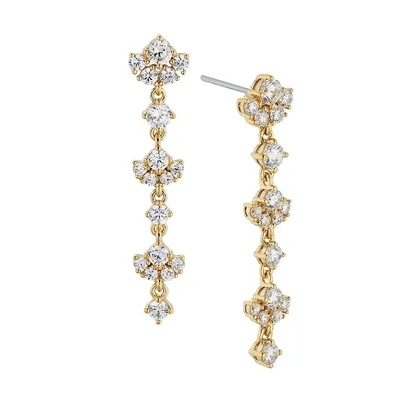 Match Point 18K Goldplated & Cubic Zirconia Small Linear Earrings