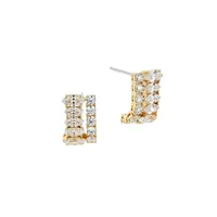 Match Point 18K Goldplated & Cubic Zirconia J-Hoop Earrings