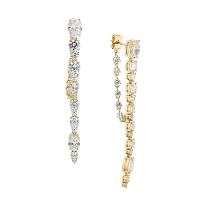Match Point 18K Goldplated & Cubic Zirconia Double Swag Earrings