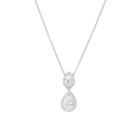 Rhodium-Plated Cubic Zirconia Drop Pendant Necklace